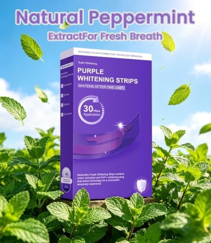 Purple Teeth Whitening Strips, No Hydrogen Peroxide (32 Strips) - 5