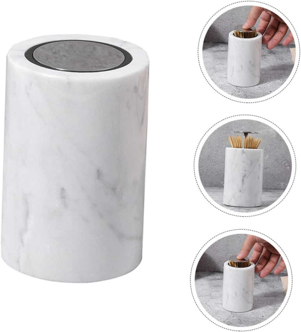 KICHOUSE Fashion Toothpick Holder and Cotton Swab Storage Box Natural for Drawing Room Ornament Automatic Pressure Design for Easy Access for Parties and Home Decor