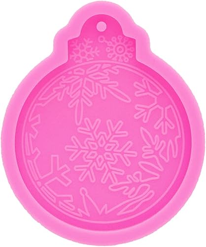 Adorno de Navidad de forma redonda con llavero de copo de nieve, moldes de resina, molde de resina de silicona, molde para llavero, molde colgante