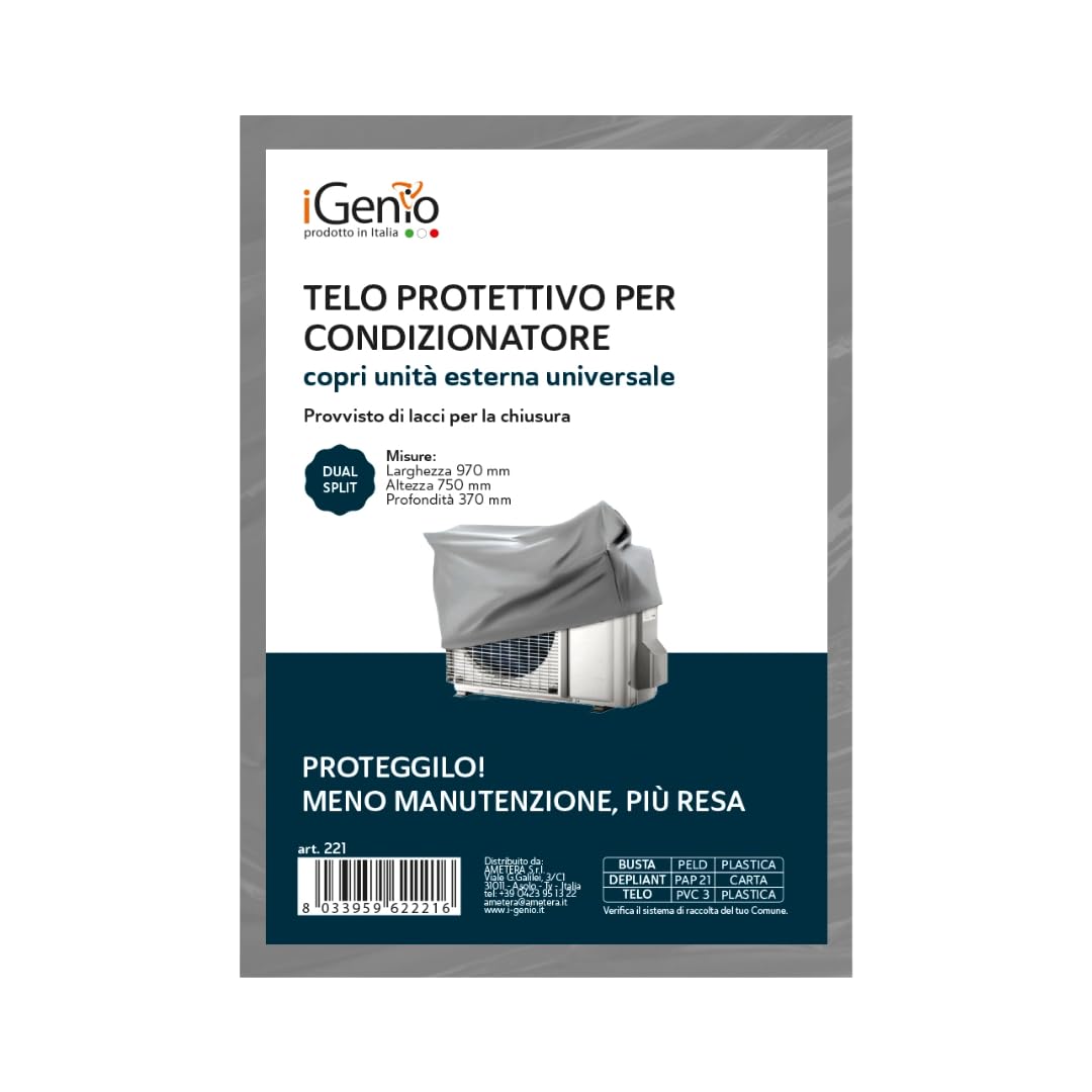 Telo Protettivo Copri Unità Esterna per Condizionatori Dual Split 970x750x370mm - art.221