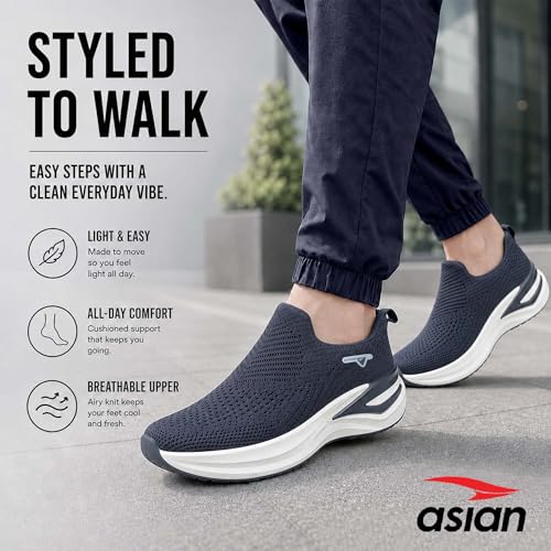 Image of ASIAN Wonderwalk Pro-16 Men's Walking Shoes with Ultra-Soft Cushioning | Slip- On Shoes with Lightweight Design | Ideal for Daily Walking, Gym & Travel