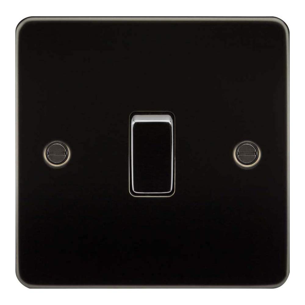 Knightsbridge Gunmetal Fp2000gm Plat Fpav2000gm Flat Plate 10A 1G 2 Way Switch-, 230 V