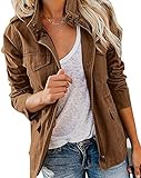 Pepochic Womens Military Jacket Zip Up Snap Buttons Lightweight Utility Anorak Field Safari Coat Out