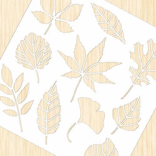 INFUNLY Plant Wall Stencils, Autumn Leaf Flower Set, 12x12" Leaves Wall Stencil, Reusable for Painting on Wood Paper, Canvas - Image 3