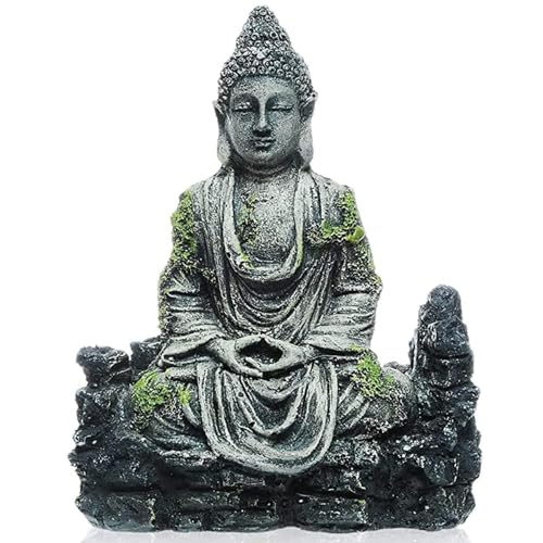 Image of anfei Kizzy Pets Aquarium Decoration Ornaments for Fish Tank Underwater Landscape Hideaway Fish Tank Scenery for Betta, Small Lizards, Etc(Buddha Statue Decor, Resin),5.6 X 6.9 Inch