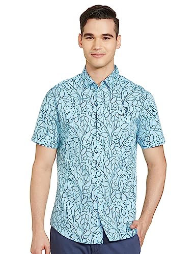 Image of The Indian Garage Co Men's Cotton Regular Fit Tropical Half Sleeves Spread Collar Casual Shirt