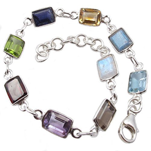 Bijoux et Objets - Sterling Silver Multi Stone Bracelet - Stone Size 6x8mm