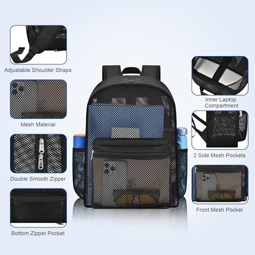 image for USPECLARE Heavy Mesh Backpack with Rain Cover,See Through Mesh Backpac