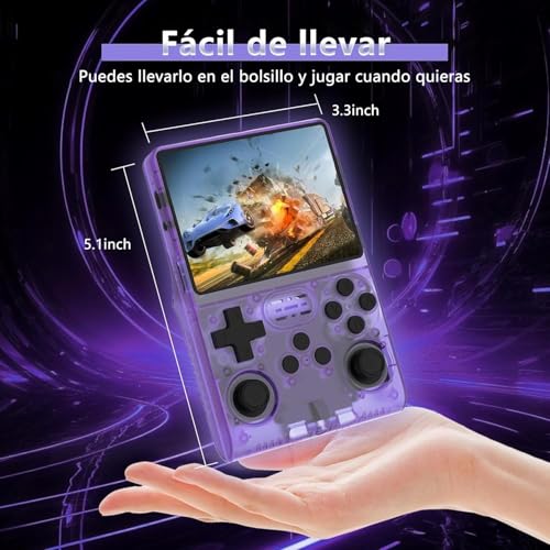 Image of R40S Retro Portable Video Game Console 256GB + 30000, Classic Retro Games Portable Video Game Console, Ergonomic Design, Mini Retro Game Console (Purple)