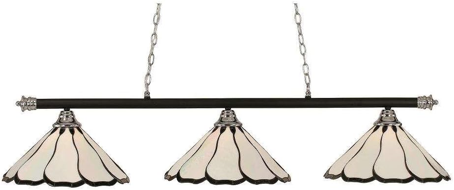 Toltec Lighting 373-DG-912 Oxford 3 Light Bar with 16" Pearl and Black Flair Tiffany Glass, Dark Granite Finish