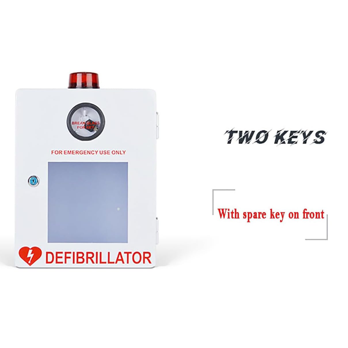 Armoire Murale Pour Défibrillateur AED Avec Alarme, Coffre-fort Mural Pour AED Avec Clé, Armoire Premiers Secours Pour Rangement D'AED, Adaptée À Tous Les AED, Pour Les Bureaux, Les Maisons Retraite