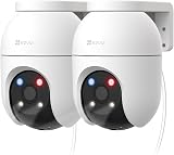 EZVIZ 2PK 3K Caméra Surveillance WiFi Extérieure à 360° avec Suivi Auto-Zoom,Détection IA Humaine/Véhicule,Vision Nocturne Couleur,Alarme Sonore & Lumineuse,Double Bande 2.4/5GHz WiFi 6, C8c 5MP 2PK - 1