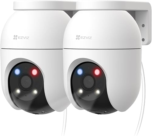 EZVIZ C8c 5MP (2 Pack) Wifi Outdoor Cameras Wired, 360° Pan Tilt, CCTV Camera Support 512GB SD No Monthly Fee, Human/Vehicle Detection, 3K Colour Night Vision, 2.4/5GHz Dual-Band Wi-Fi 6 (C8c 5MP) - 1