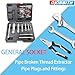 Pipe Extractor Set, 9-Piece Heavy Duty Steel Broken Pipe Extractors for Removing Damaged Threaded Pipes & Fittings from 1/8