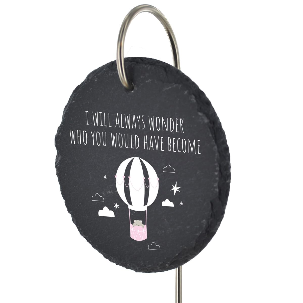 Global Designs Pink Baby Child Grave Stick Marker Plaque Ornament Slate Girl Balloon Who You Graveside Decor 25x11cm