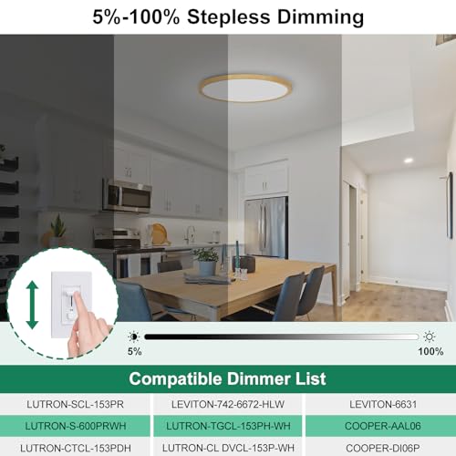 Image of Brightever 12 Inch LED Flush Mount Ceiling Light Fixture, Dimmable, 3200LM