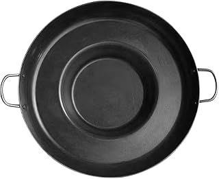 DECHOUS Stainless Steel Concave Comal: 12.6 Inch Heavy Duty Comal Frying Bowl Cookware with Double Handle - Flat Bottom Paella Pan - for Tacos, Tortillas, Home Kitchen, Outdoor Camping, Frying