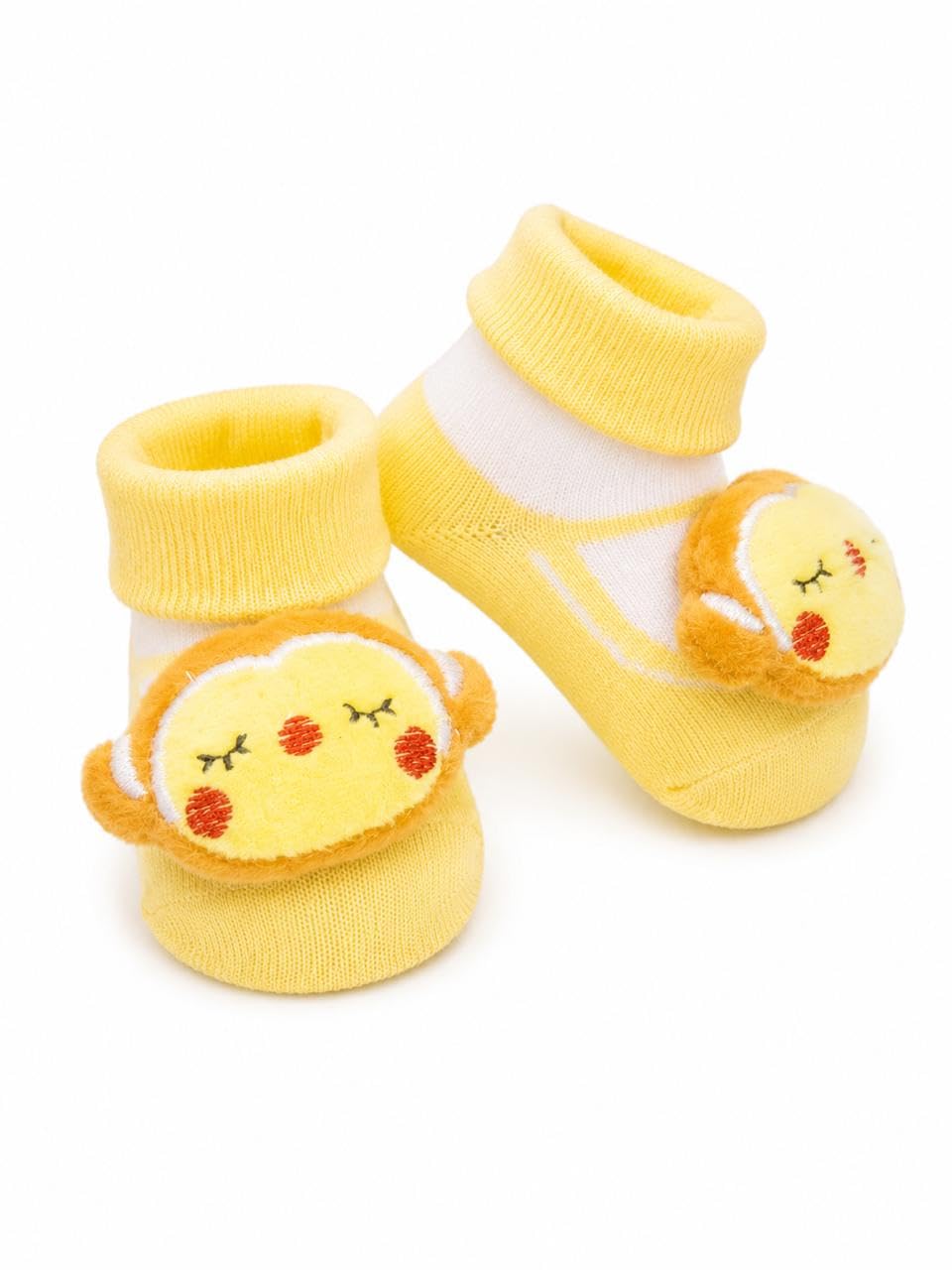 JSR TRENDZ Baby Unisex Soft Cotton Cartoon Booties for Newborn Babies | Anti-Slip Warm Booties | Yellow Monkey Design-image-31