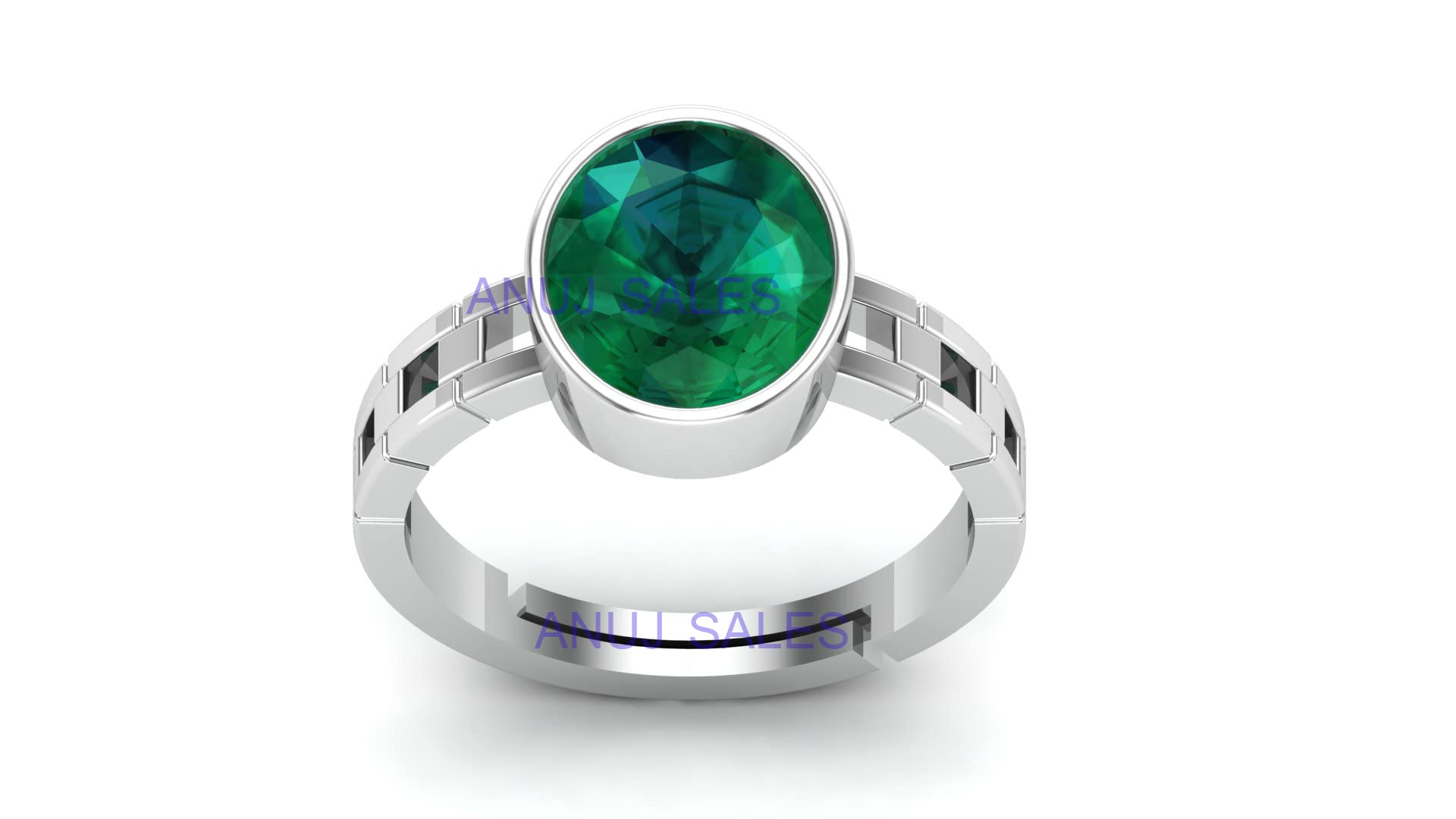 anuj sales 15.00 Ratti Natural Emerald Ring (Natural Panna/Panna Stone Silver Plated Ring) Original AAA Quality Gemstone Adjustable Ring Astrological Purpose for Men Women by Lab Certified-picture-13