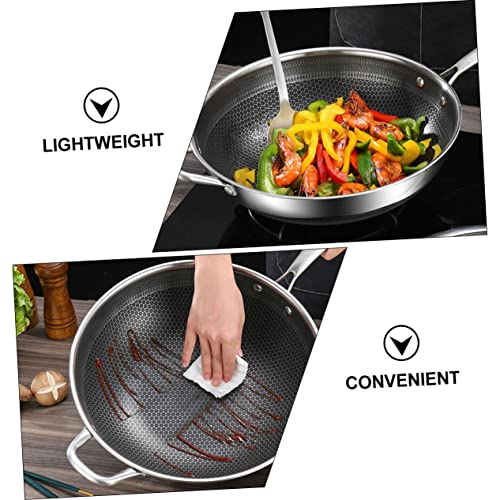 Wok de acero inoxidable con superficie antiadherente de panal y doble mango miniatura 4