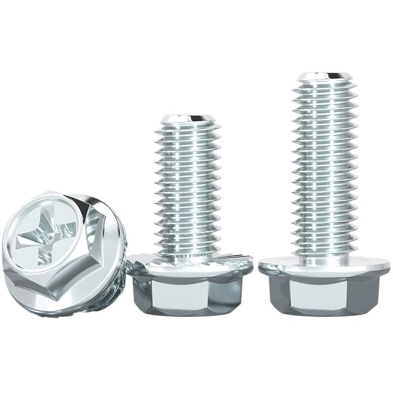Tornillos de cabeza de brida hexagonal de acero galvanizado pernos m4 m5 m6 m8 (50,M6 x 16 mm, ajustados)