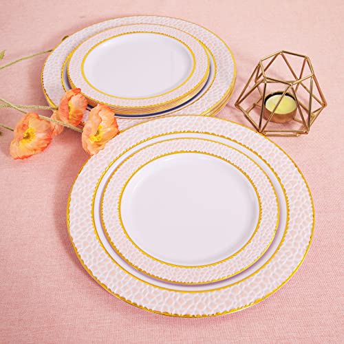 Liacere 102Pcs Pink Plastic Plates - Disposable Pink Gold Plates Include 51Pcs Pink And Gold Dinner Plates, 51Pcs Pink And Gold Dessert Plates For Weddings & Parties & Valentine's Day & Mother’s Day #TOP3