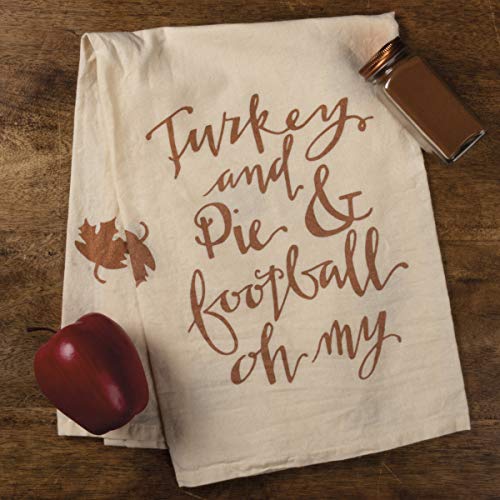 Primitives-by-Kathy-31612-Hand-Lettered-Fall-Inspired-Dish-Towel-28-x-28-Inch-Turkey-and-Pie-Football Primitives by Kathy 31612 Hand Lettered Fall Inspired Dish Towel 28 x 28 Inch Turkey and Pie Football