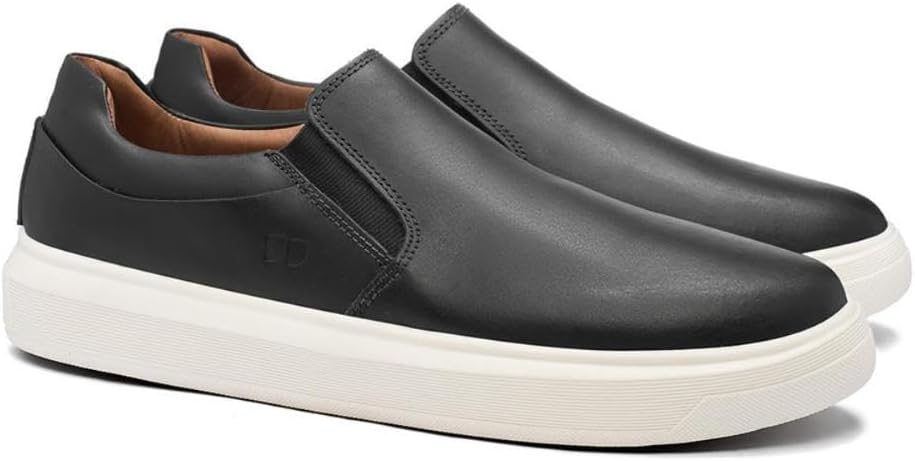 Tênis Slip On Masculino Casual Couro Plataforma