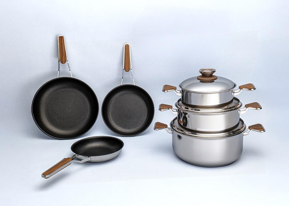 Zepter Cookart ZEST Bratpfanne 24 cm Ø – 316L Edelstahl, C3+ PEEK Antihaftbeschichtung, fettarmes Braten ohne Öl, Induktion & Glaskeramik, Premium Qualität IF-FP24T