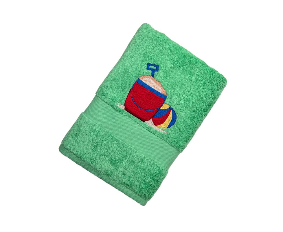 Image of SNAAN 600 GSM, Pure Combed Cotton Bucket Towel for, Kids | Ultra Soft, Super Absorbent Luxury Bath Towel with Attractive & Colourful Design for, Boys & Girls (Island Green)