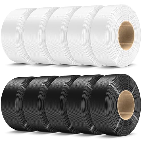 Image of SUNLU 10KG PLA+2.0 3D Printer Filament Refill, 5KG Black and 5KG White | High Toughness PLA+ Filament Bundle, 1.75mm, Compatible with Bambu Lab 3D Printers, No Spool 1KG /Roll