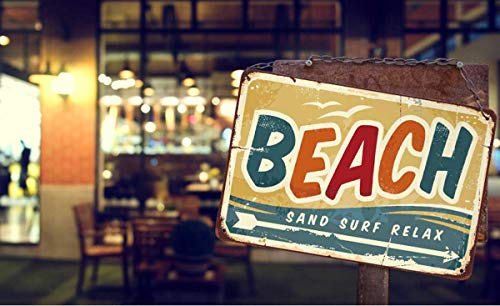 Aoyego Beach Tin Sign,Wave Bird Fly Ocean Fun Arrow Sand Surf Relax Vintage Metal Tin Signs For Cafes Bars Pubs Shop Wall Decorative Funny Retro Signs For Men Women 8X12 Inch #TOP2