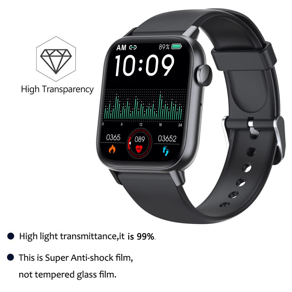 Youniker 6 Pack Compatible with GT HITGX 1.72'' Screen Protector Film Compatible with Upgraded BT5.0 1.72 inch Smart Watch Screen Protectors Foils Cover Crystal Clear HD Anti-Scratch - Image 3