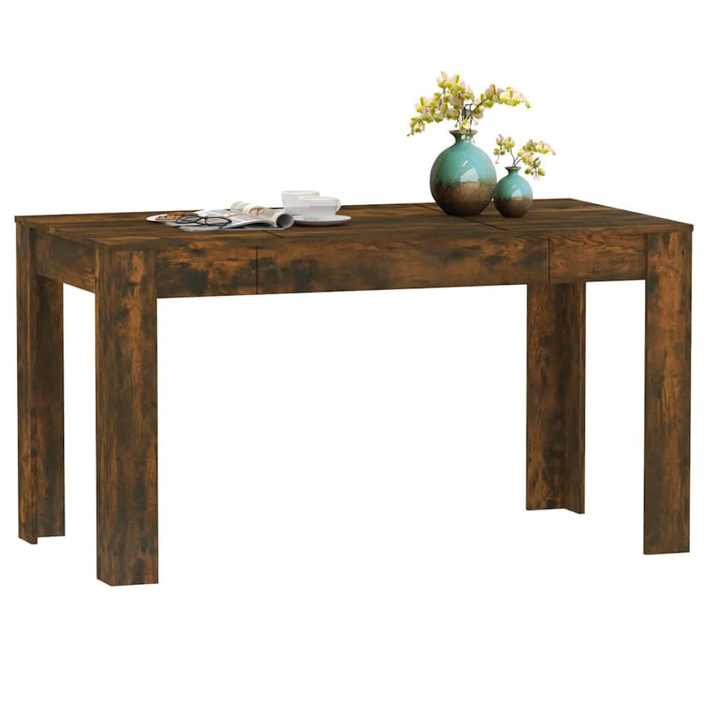 Tavolo da pranzo rettangolare, effetto rovere fumé, 140 x 74,5 x 76 cm, in legno, moderno per cene in famiglia e cene, superficie facile da pulire