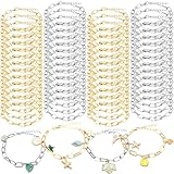 Quelay 60 Pcs Chain Bracelet Bulk Alloy Link with Lobster Clasps for Women DIY Jewelry Findings Bracelet Jewelry Making Supplies Accessories (Gold and Silver)