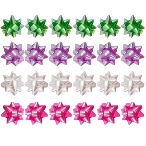 Colorful Gift Bows 24 Pack 2.5 Inches Star Bow for