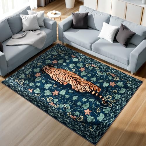 TUKDAK Waschbarer Teppich für Wohnzimmer 120×180cm, Grün Antirutsch Schlafzimmer Teppich mit Gummirücken… – Ansicht 7
