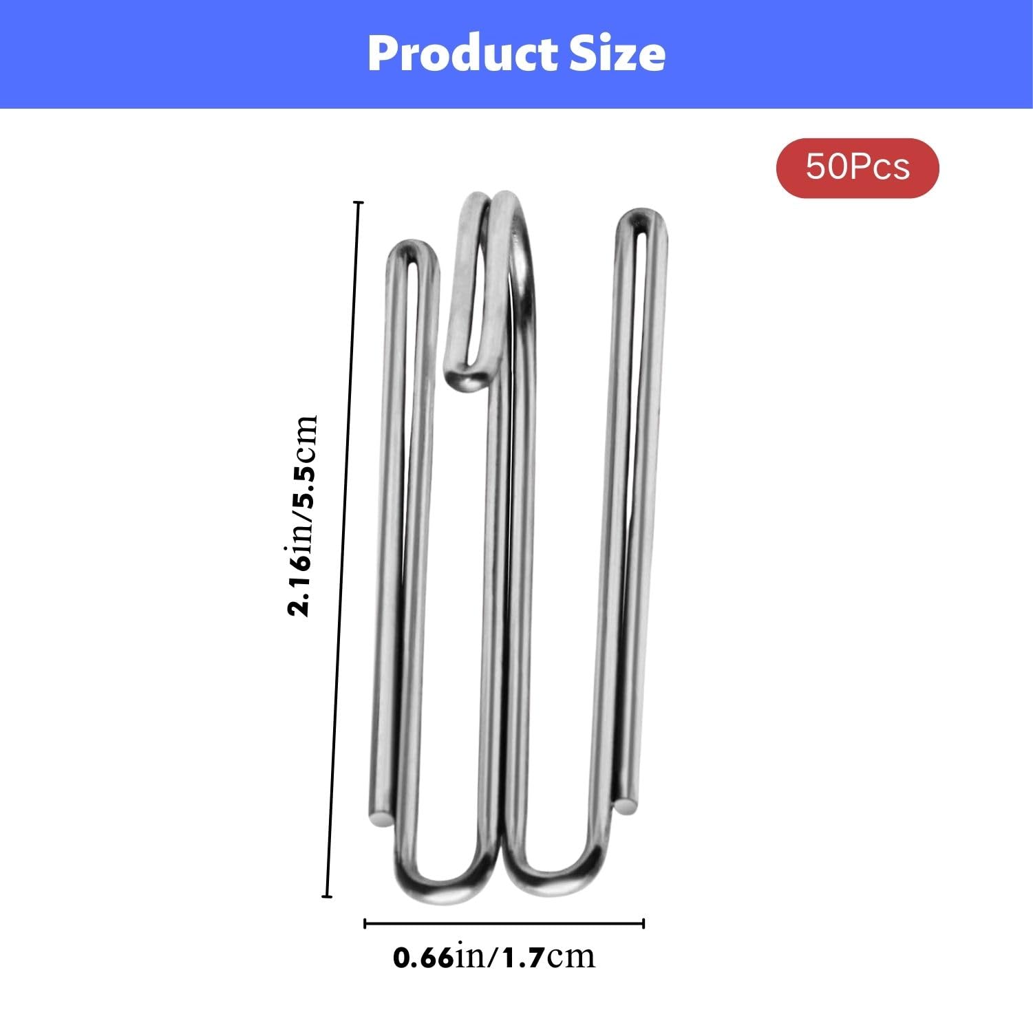 Crochets pour rideaux en acier inoxydable, lot de 50, 4 dents, pour rideaux de douche