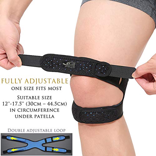 Hirui Dual Patella Knee Straps, Knee Brace Patella Stabilizer For Knee Pain Relief, Running, Tennis, Jumping, Arthritis, Tendonitis, Injury Recovery, Joint And Muscles Protection, Adjustable (Black) #TOP2