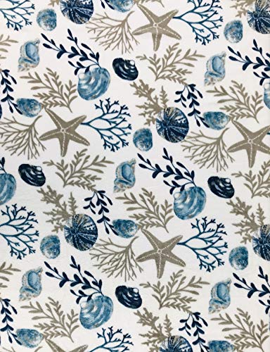 Coastal Ocean Beach Throw Blanket: Soft Plush Velvet Fleece Seashells Hues of Blue Grey on White Accent for Couch or Bed, Colored: Blue Gray Taupe White - Image 2