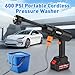 Portable Cordless Pressure Washer, 600 PSI 21V Rechargeable Two Batteries Powered Pressure Washer,6-in-1 Nozzle with Standard Nozzle for Car Floor Wall Fence Cleaning