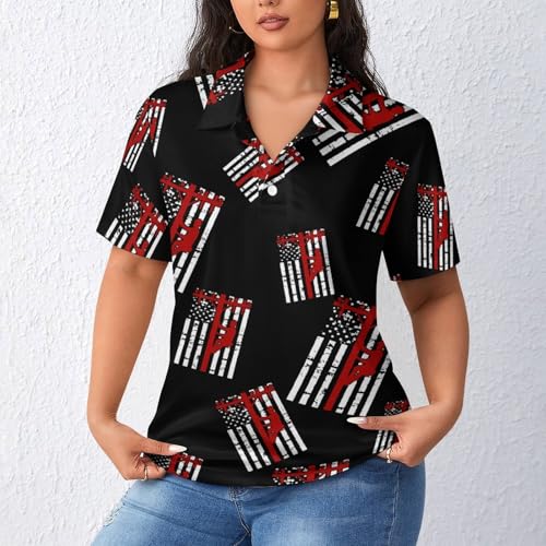 Polo Cable Lineman Flag para mujer transpirable que evita sudor 2