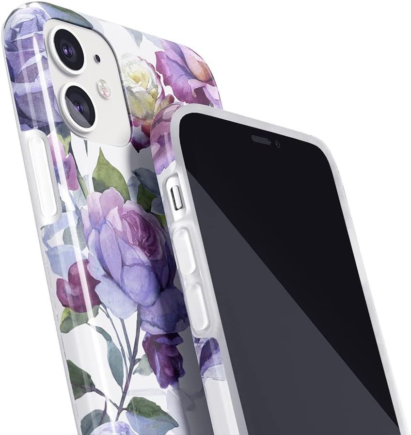 uCOLOR Case Compatible with iPhone 11 6.1 inch Protective Purple Floral Case Slim Soft TPU Silicone Shockproof Cover Compatible iPhone 11 6.1 inch 2019 Release (Blue)