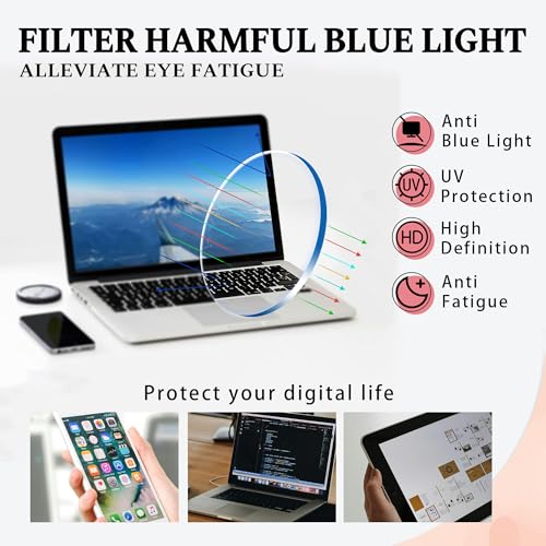 Image of Blue Light Blocking Glasses for Women Men, Square Thick Frame Anti Eyestrain & UV Glare JF6218