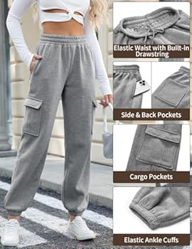 Xnova Sportieve joggingbroek voor dames, hoge taille, sweat-joggingbroek met trekkoord en 6 zakken, thermische cargobroek, gevoerd, van sweatshirt, comfortabel, casual, fleece, Zwart, L Xnova Sportieve joggingbroek voor dames, hoge taille, sweat-joggingbroek met trekkoord en 6 zakken, thermische cargobroek, gevoerd, van sweatshirt, comfortabel, casual, fleece, Zwart, L
