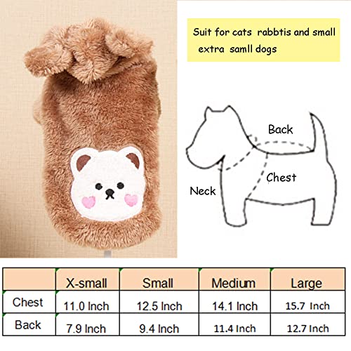Aniac Small Dog Winter Coat For Puppy Warm Fleece Hoodies Cute Bear Design Pet Pjs Jumpsuit Soft Cold Weather Clothes For Cats Chihuahua Yorkie Poodle Teddy (X-Small, Brown) #TOP3