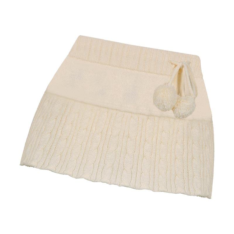 Mini Skirt Cute Ribbed Knit Low Waist Girl Solid Short Skirt for Women M beige-image-1