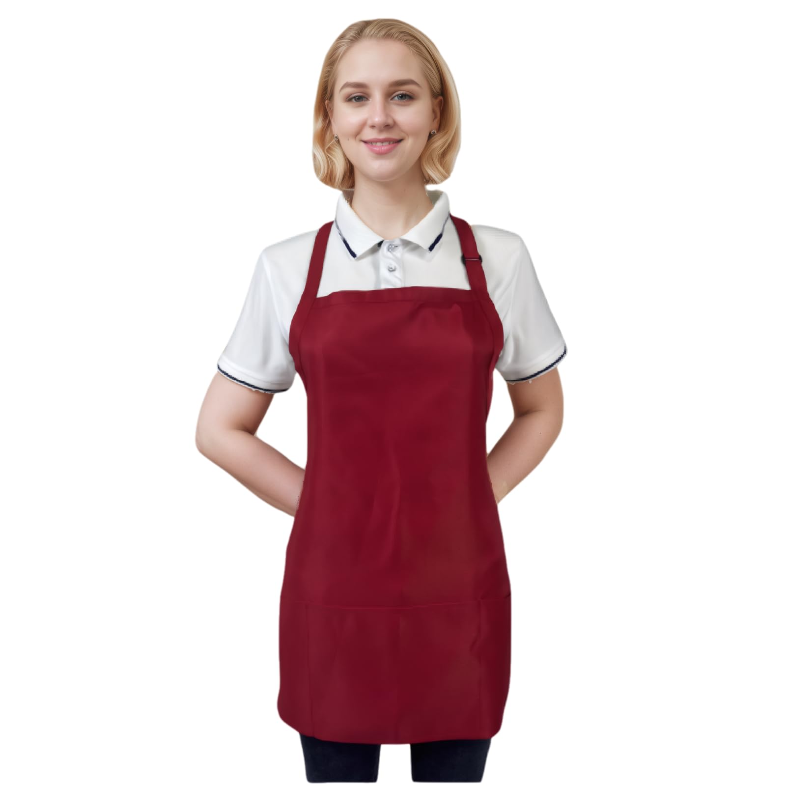 Delantal corto ajustable para mujer con 3 bolsillos, impermeable, cocina, barbacoa, delantal unisex