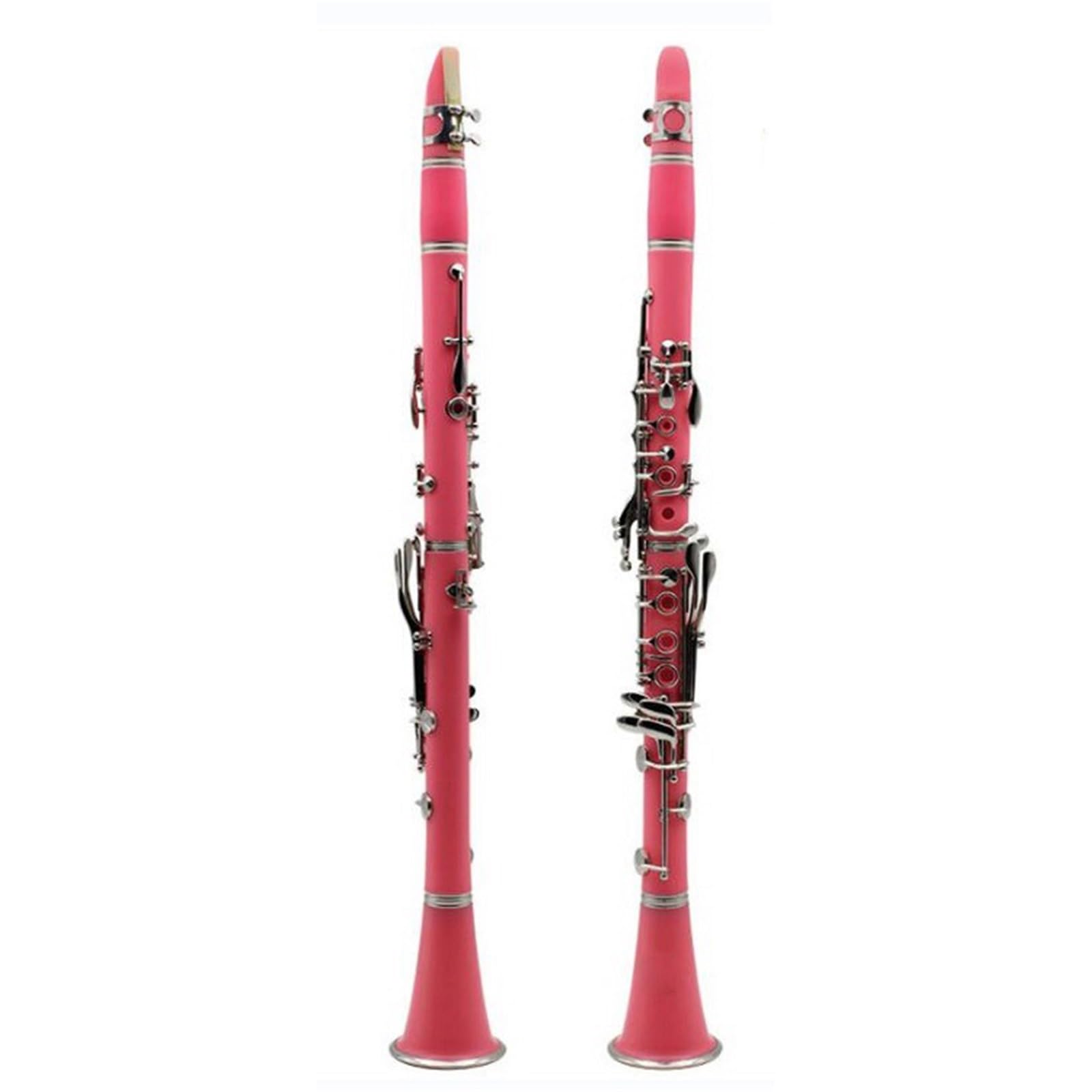 Clarinete Bb Tone 17 Teclas Baquelita Para Adultos Y Principiantes Practican Tocar(Pink)