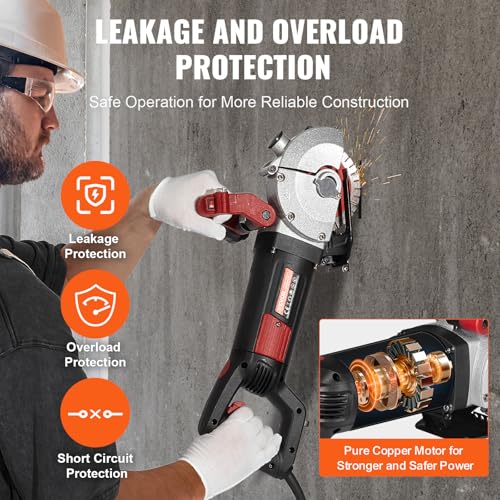 VEVOR Wall Chaser, 4800W Slotting Machine with Laser Guide 6500rpm, Max Groove Depth and Width 1.6" x 1.65", Concrete Grooving Cutting Machine with 5 x 5" Saw Blades and Dust Control Accessories by VEVOR - Image 5